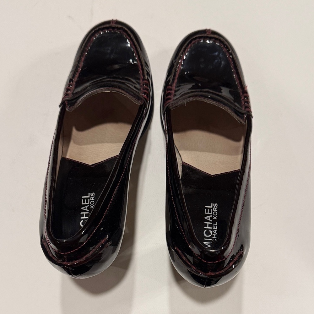 Michael Kors Women's Burgundy Patent Loafers - Picture 4 of 6